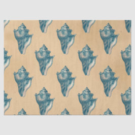 Blue Seashells auf Tan Decoupage Seidenpapier