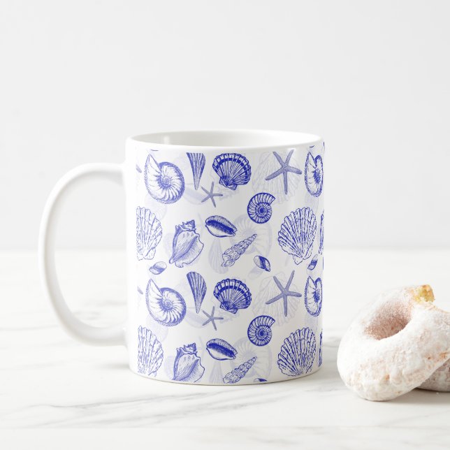 Blue Seashells Coffee Mug - Idéal pour les amateur (Avec donut)