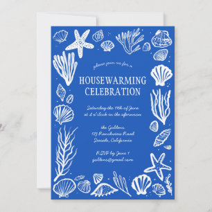 Blue Seashells Custom HOUSEWARMING PARTY Einladung