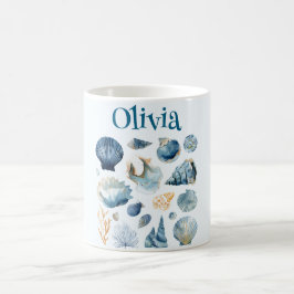Blue Seashells Mug | Custom Name Kaffeetasse