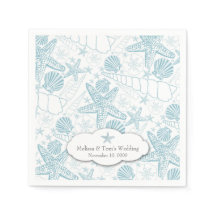 Blue Seashells Wedding oder Baby Shower Servietten