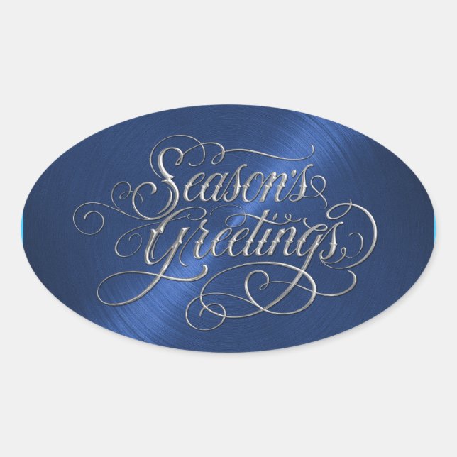 Blue Season's Greetings Silver Sticker (Vorderseite)