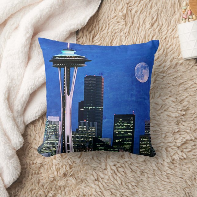 Blue Seattle Skyline Duschvorhang Kissen (Decke)