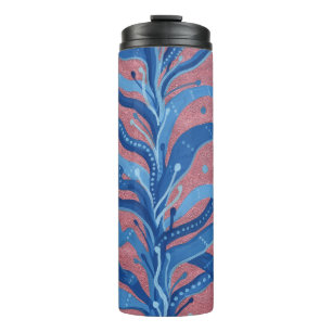 Blue Seaweed Rose Taupe Unterwasser Absract Blume Thermosbecher