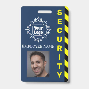 Blue Security Guard Mitarbeiter ID Vorsicht Gelb Ausweis