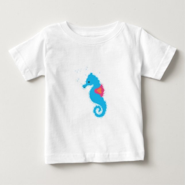 Blue Seepferd Cartoon Baby T-shirt (Vorderseite)