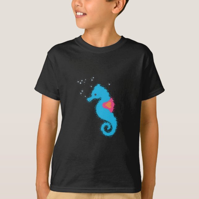 Blue Seepferd Cartoon T-Shirt (Vorderseite)
