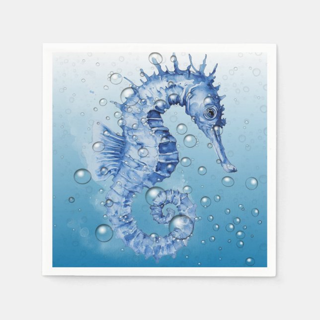 Blue Seepferd Napkins Serviette (Vorderseite)