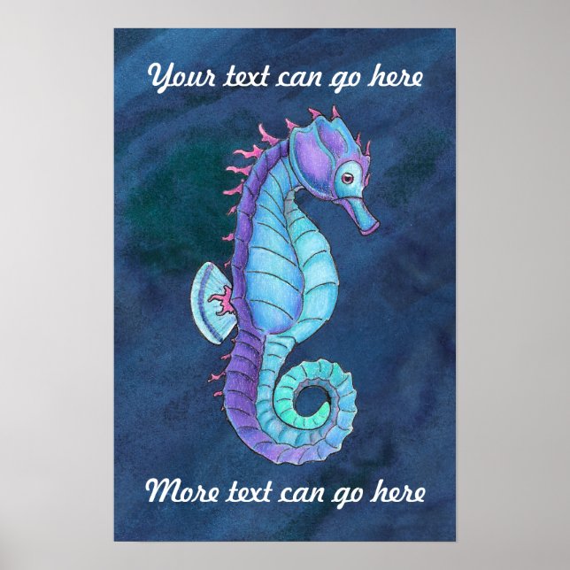 Blue Seepferd Print Poster (Vorne)
