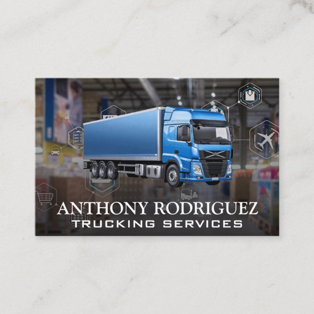 Blue Semi Truck | Logistiklager Visitenkarte (Vorderseite)