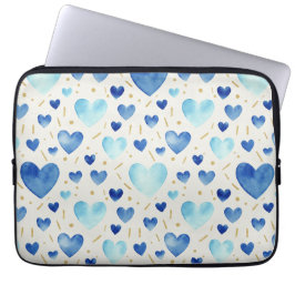 Blue Serenity Watercolor Hearts Laptopschutzhülle