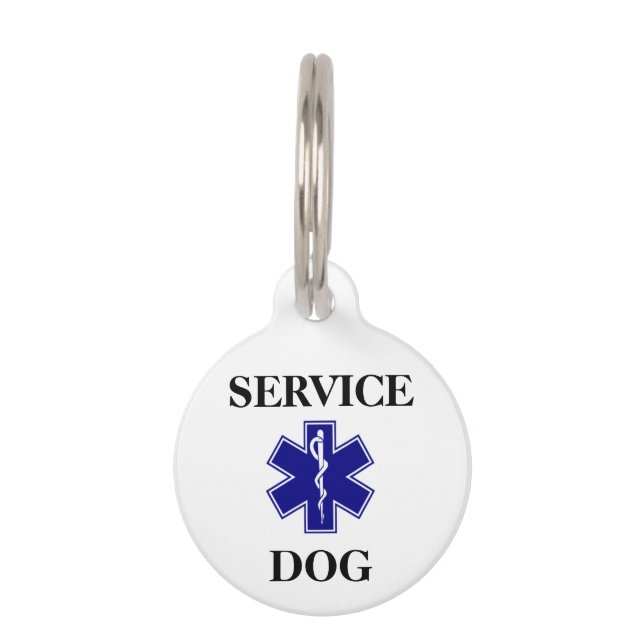 Blue Service Dog Personalisierte medizinische Roun Haustiermarke (Vorderseite)