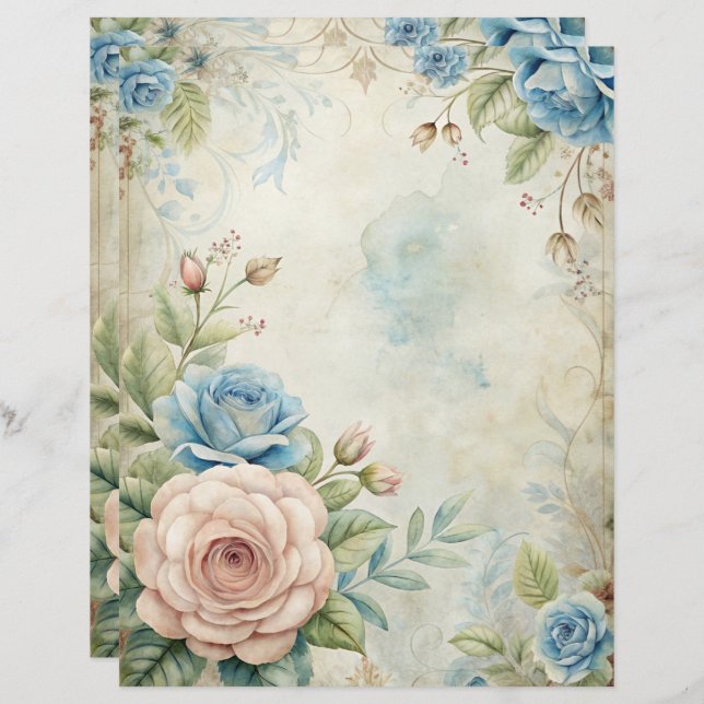 Blue Shabby Chic Scrapbook (Vorne/Hinten)