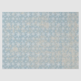 Blue Shabby Grungy Snowflakes Tissue Paper Seidenpapier