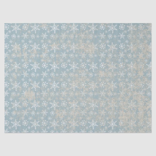 Blue Shabby Grungy Snowflakes Tissue Paper Seidenpapier (Vorderseite)