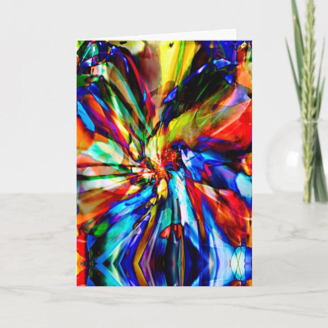 Blue Shades Orange Yelllow Abstrakt Fantasy Blume Karte (Vorderseite)