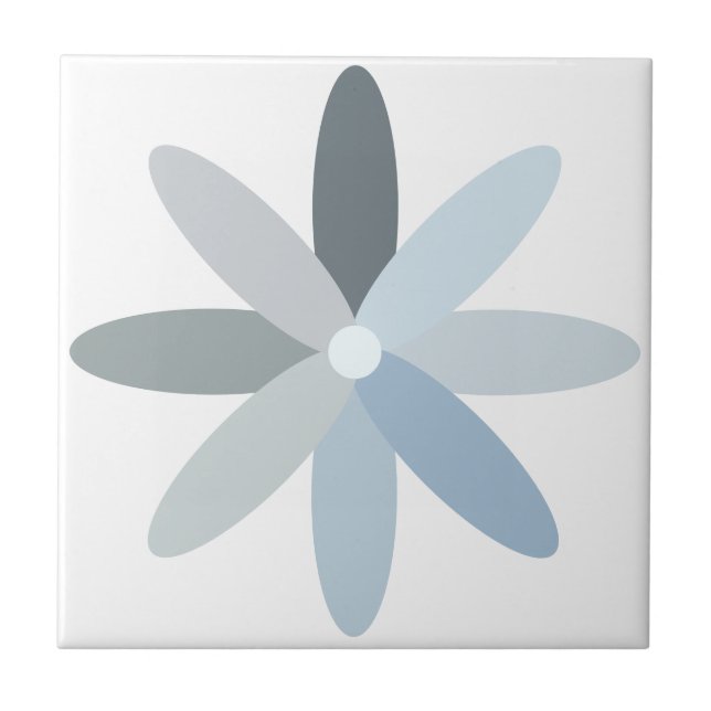Blue Shades Simple Blume Design Keramik Tile Fliese (Vorderseite)