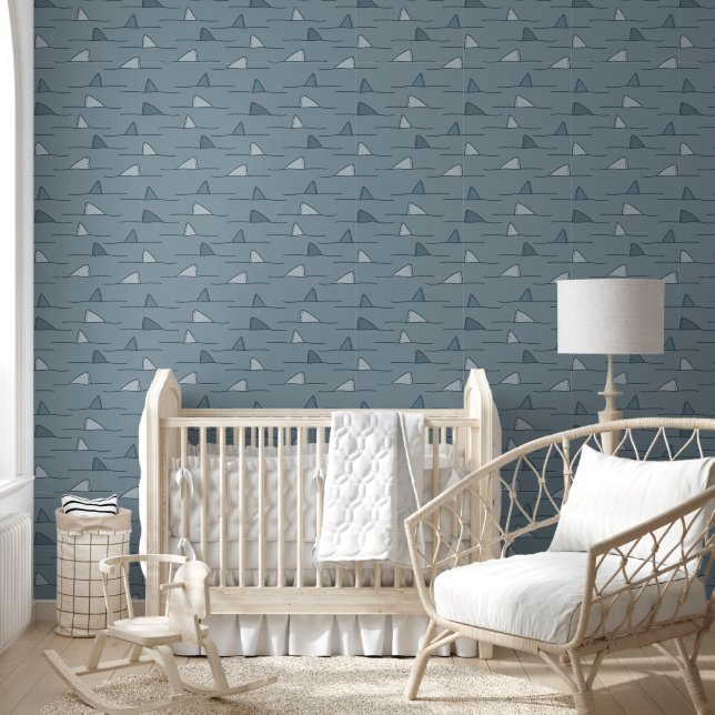 Blue Shark Fin Kids Wallpaper Tapete (Kinder)