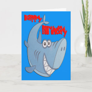 Blue Shark Happy Birthday Karte