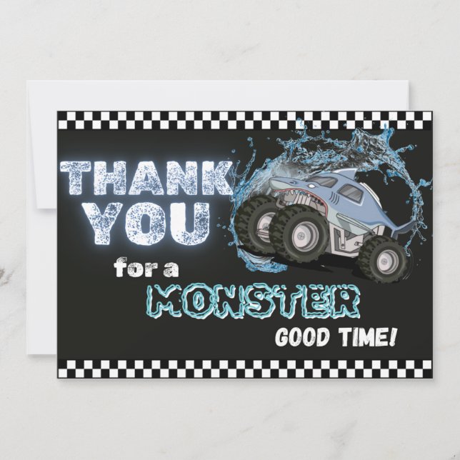 Blue Shark Monster Truck Vielen Dank Hinweis Dankeskarte (Vorderseite)