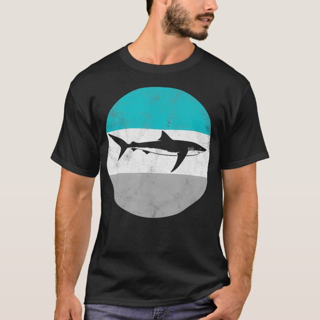Blue Shark Retro Geschenk für Männer oder Jungen T-Shirt (Vorderseite)