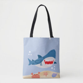 Blue shark tote bag tasche