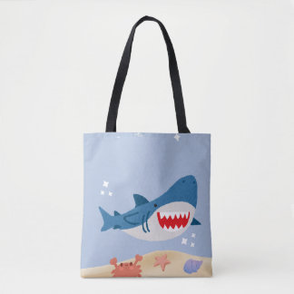 Blue shark tote bag tasche
