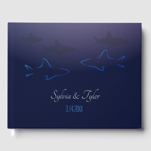 Blue Shark Wedding Guest Book Gästebuch (Vorderseite)