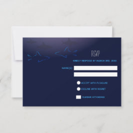 Blue Shark Wedding RSVP Response Card Karte
