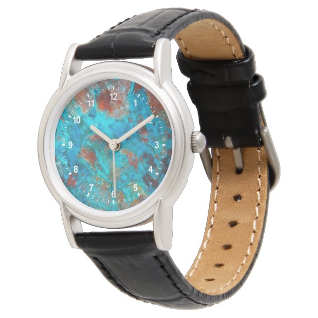 Blue Shattuckite Armbanduhr (Schrägansicht)