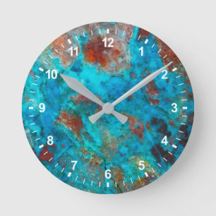 Blue Shattuckite Runde Wanduhr