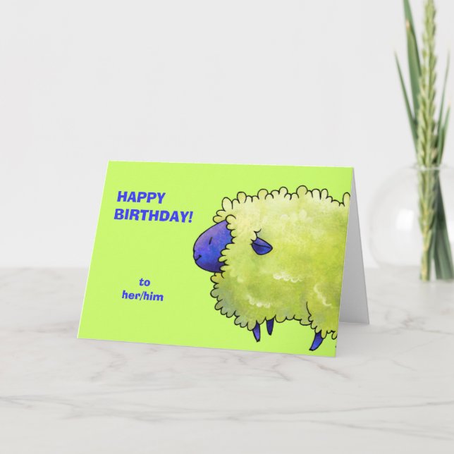 Blue Sheep Greeting Card(benutzerdefinierbar) Karte (Vorderseite)