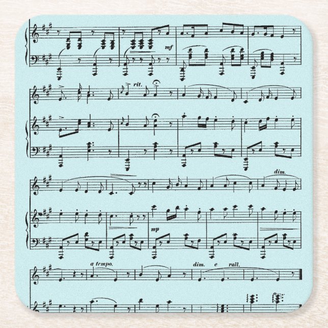 Blue Sheet Music Rechteckiger Pappuntersetzer (Vorderseite)