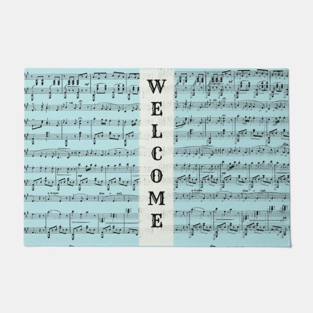 Blue Sheet Music Welcome Mat Fußmatte (Vorderseite)