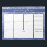 Blue Shimmer Custom Weekekly Planer und zu tun Lis Notizblock<br><div class="desc">Personalisieren Sie diesen wöchentlichen Planer, der einen Hintergrund von gliterstaubschimmer in blau hat. Das Design hat Platz für Ihre täglichen Notizen, eine Aufgabenliste, einen allgemeinen Notiz-Abschnitt und eine Doodle-Ecke. Allerdings ist Template für Sie bereit, um jeden Abschnitt Rubriken an Ihren Anzug (z.B. Ziele, Dankbarkeit, Termine etc.) anpassen zu können. Auf...</div>