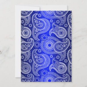 Blue Shimmer Satin & Paisley Einladung zur Hochzei