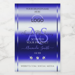 Blue Shimmery Product Labels Initials Jewels Logo Lebensmitteletikett