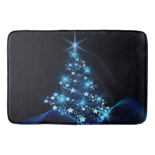 Blue Shine of Stars on Christmas Tree Dark Badematte