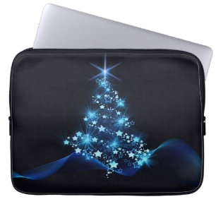 Blue Shine of Stars on Christmas Tree Dark Laptopschutzhülle