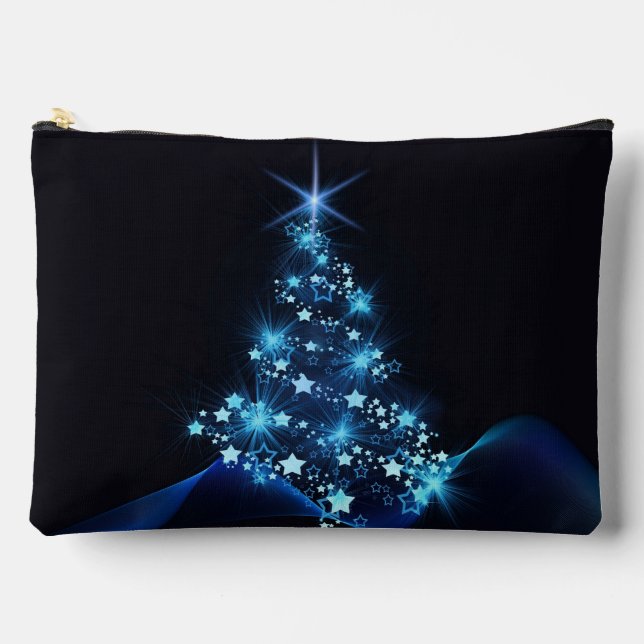 Blue Shine of Stars on Christmas Tree Dark Zubehörtasche (Vorderseite)