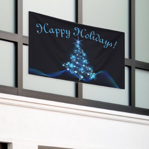 Blue Shine of Stars Weihnachtsbaum Dunkle Feiertag Banner