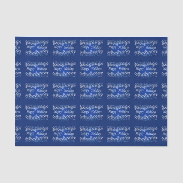 Blue Shinry Stars Happy Holiday Tissue Seidenpapier (Vorderseite)
