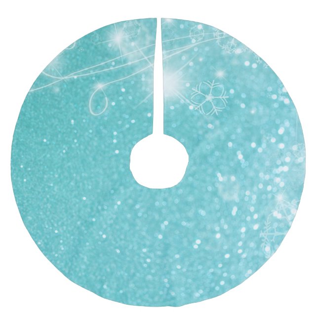 Blue Shiny Glitzer Polyester Weihnachtsbaumdecke (Vorderseite)