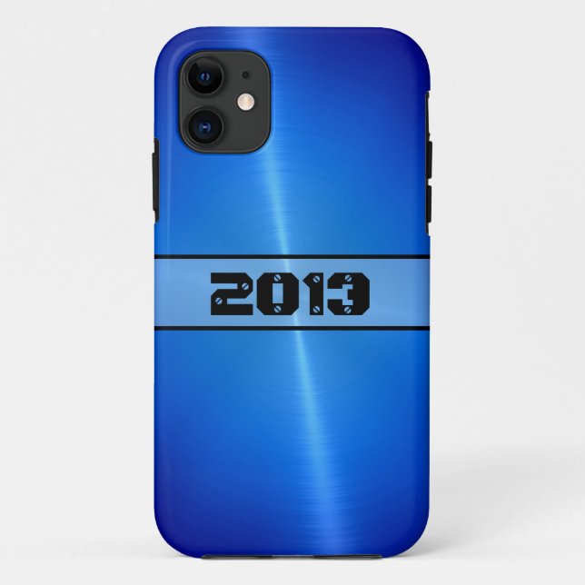 Blue Shiny Stainless Steel Metal 9 Case-Mate iPhone Hülle (Rückseite)