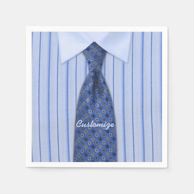Blue Shirt und Krawatte Mens Anzug Napkins 2 Serviette (Vorderseite)