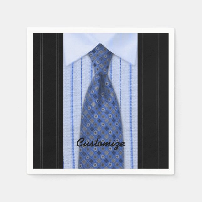 Blue Shirt und Krawatte Mens Anzug Napkins Serviette (Vorderseite)