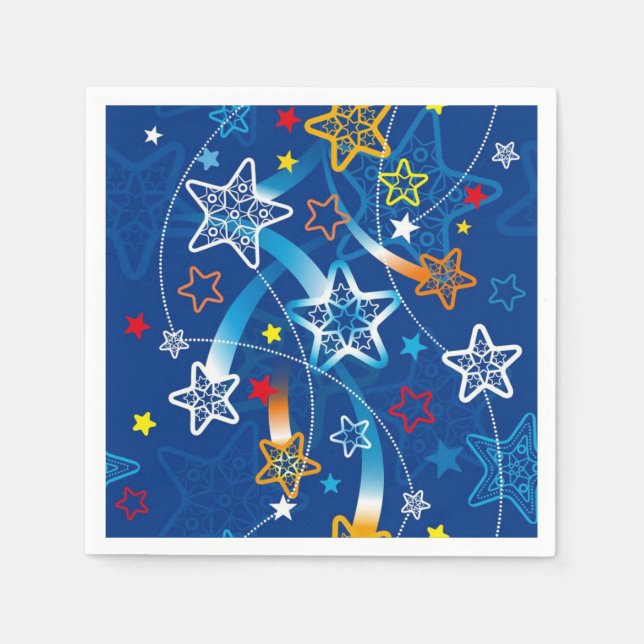 Blue Shooting Stars Pattern Napkins Serviette (Vorderseite)