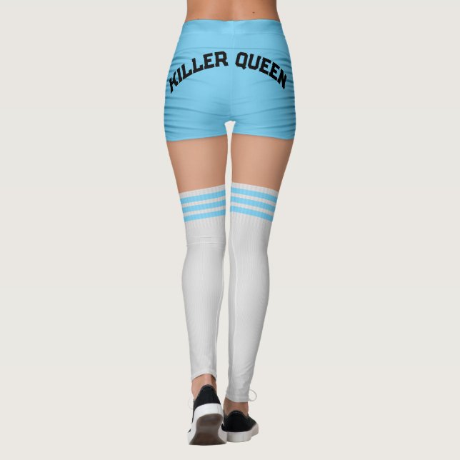 Blue Shorts Knee Socks Name Roller Derby Leggings (Rückseite)
