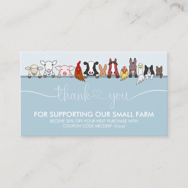 Blue Signature Farm Animal Veterinary Vielen Dank Visitenkarte (Vorderseite)