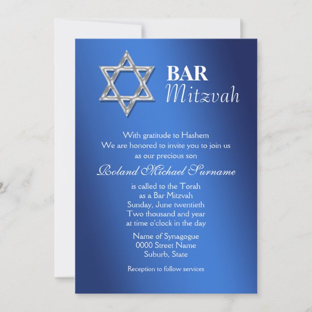 Blue-Silber-Bar mitzvah-Feierlichkeiten #2 Einladung (Vorderseite)
